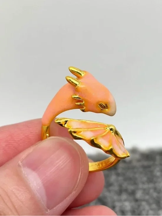 Gold-Plated Pink Dragon Wrap Ring - Elegant Women's Jewelry-Boutique-NEW - Picture 2 of 3